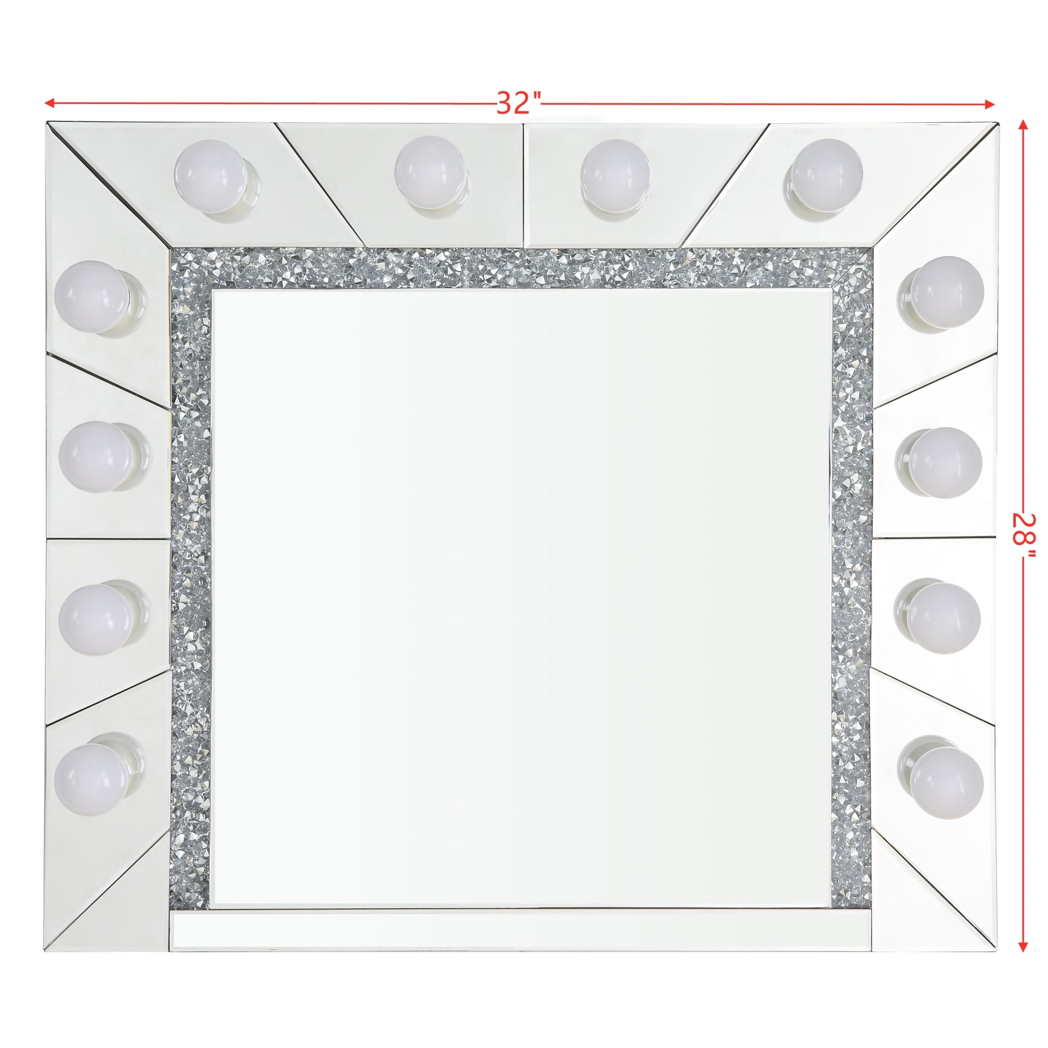 Noralie Accent Mirror Mirrored & Faux Diamonds Ac00762 Silver Glass