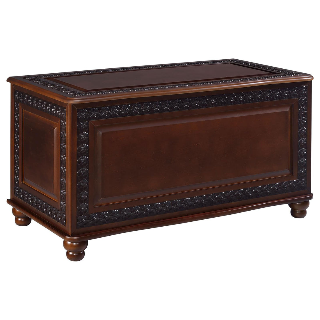 Deep Flip Open Storage Cedar Chest Brown Primary Living Space Traditional Rubberwood Wood