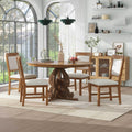 5 Piece Retro Functional Dining Set, 1 Extendable Table With A 16 Inch Leaf And 4 Upholstered Chairs For Dining Room And Kitchen Walnut Walnut Solid Wood