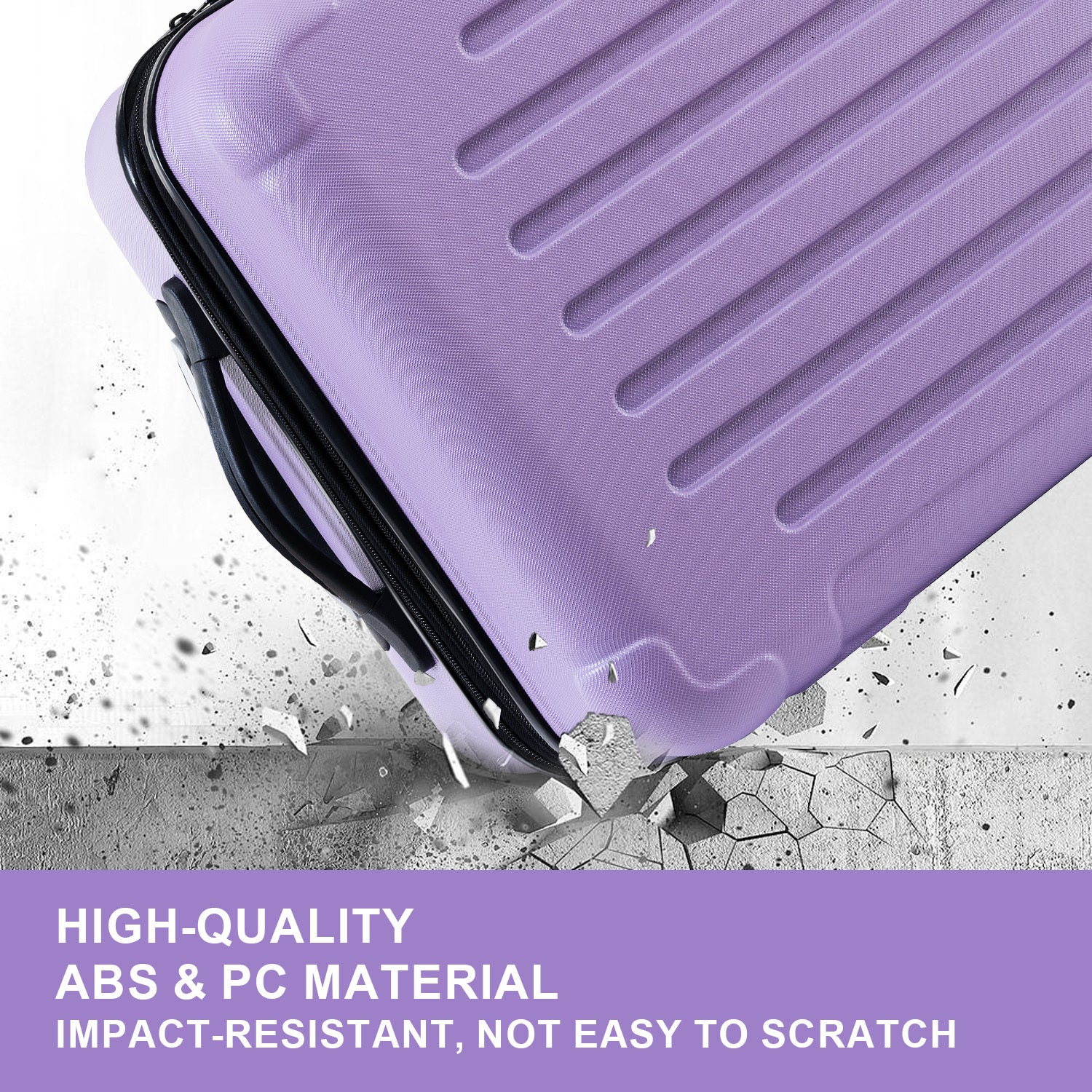 Luggage Sets Model Expandable ABS PC 3 Piece Sets with light purple-abs+pc
