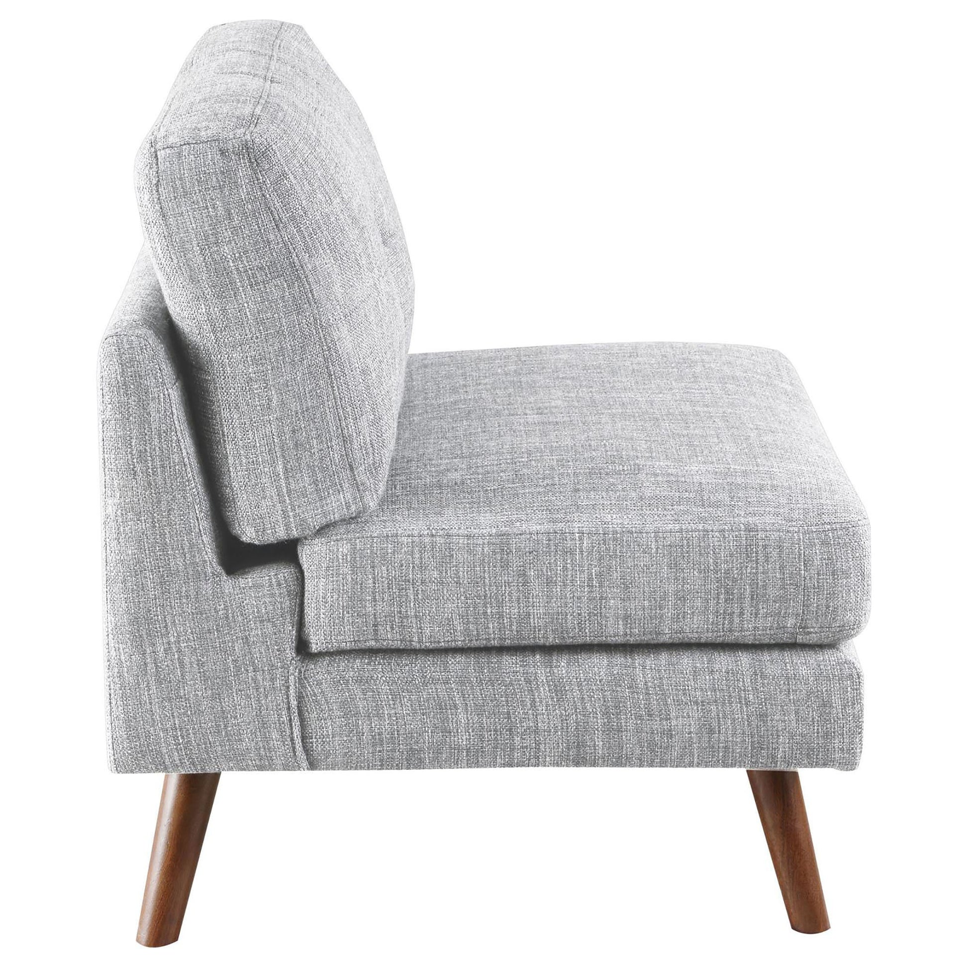Grey Tufted Cushion Back Armless Chair Grey Primary Living Space Mid Century Modern Rubberwood Foam Upholstered