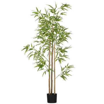 6Ft Artificial Bamboo Tree, Faux Decorative Plant In Nursery Pot For Indoor D Cor Green Plastic