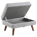 Grey Ottoman With Tapered Leg Grey Wood Primary Living Space Grey Solid Backless Contemporary,Modern Rubberwood Rectangle Armless Foam With Storage Upholstered