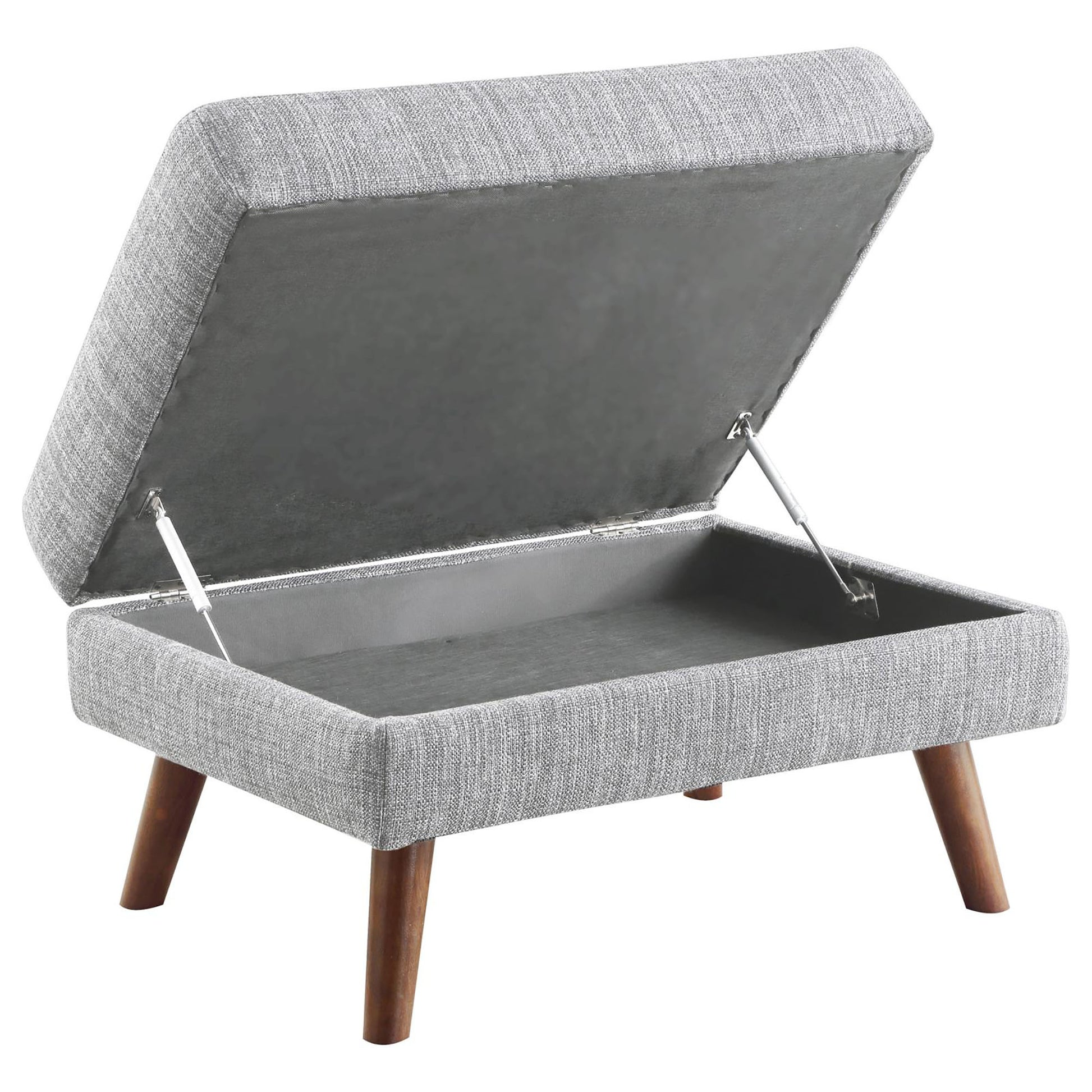 Grey Ottoman With Tapered Leg Grey Wood Primary Living Space Grey Solid Backless Contemporary,Modern Rubberwood Rectangle Armless Foam With Storage Upholstered