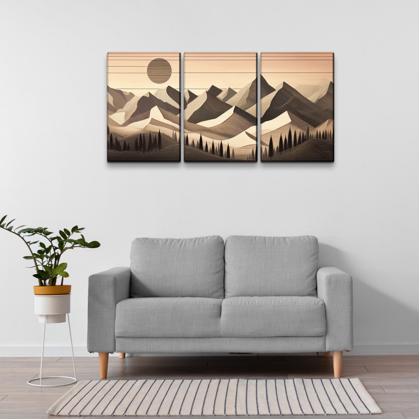 3 Panels Framed Abstract Wood Grain Style Mountain & Forest Canvas Wall Art Decor,3 Pieces Canvas Decoration Painting For Office,Dining Room,Living Room, Bedroom Decor 2436In Thickness 1.5Inch Rectangle Framed Multicolor Oversized 41In Canvas Nature