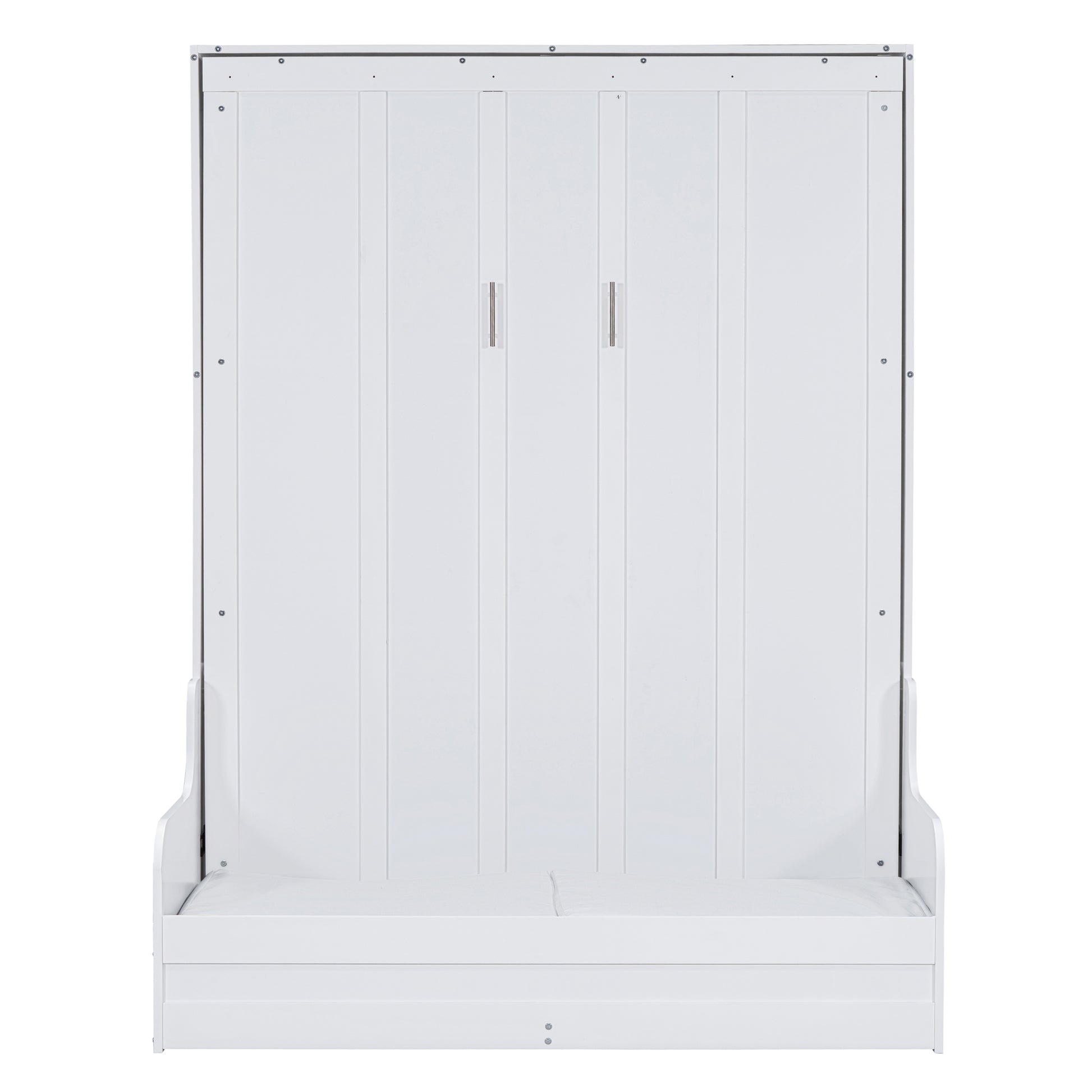Queen Size Murphy Bed Wall Bed With Cushion,White Queen White Mdf Lvl