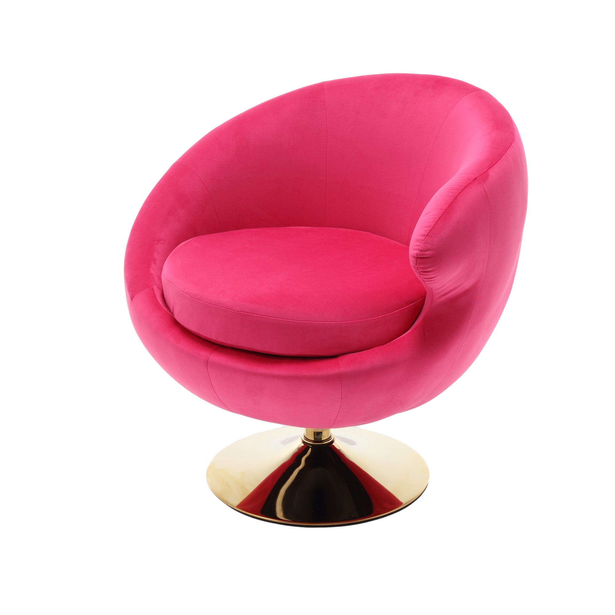 360 Degree Swivel Cuddle Barrel Accent Chairs, Round rose red-velvet