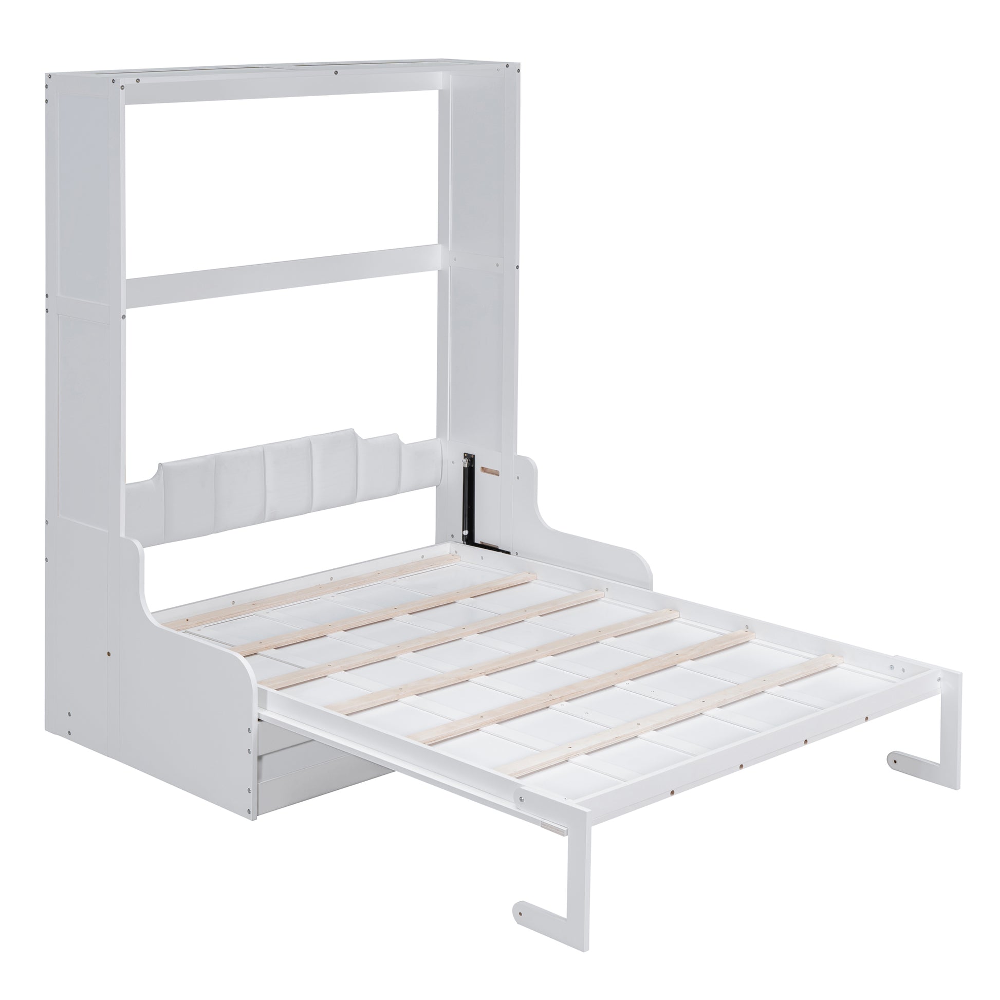 Queen Size Murphy Bed Wall Bed With Cushion,White Queen White Mdf Lvl
