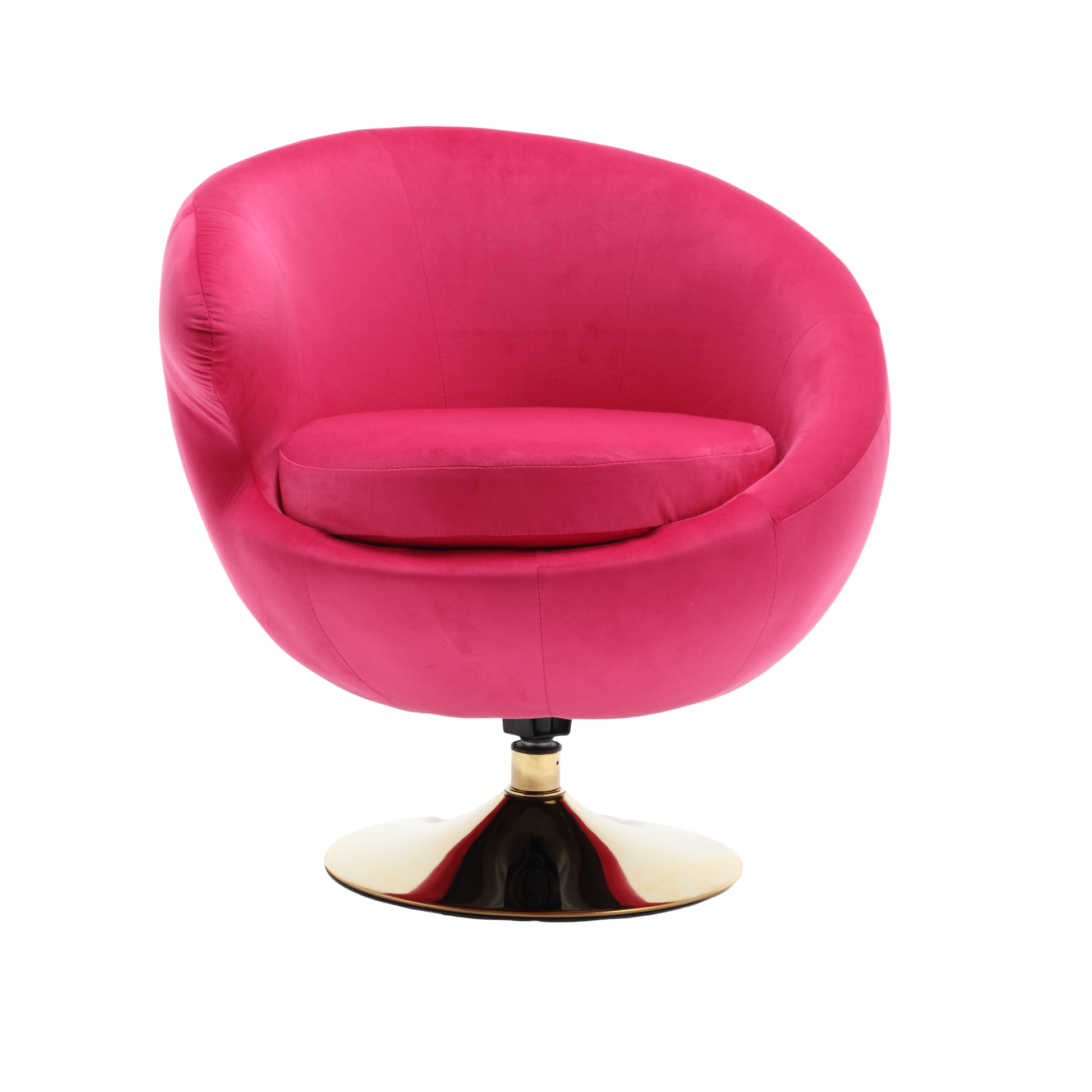 360 Degree Swivel Cuddle Barrel Accent Chairs, Round Armchairs With Wide Upholstered, Fluffy Fabric Chair For Living Room, Bedroom, Office, Waiting Rooms Rose Red Velvet