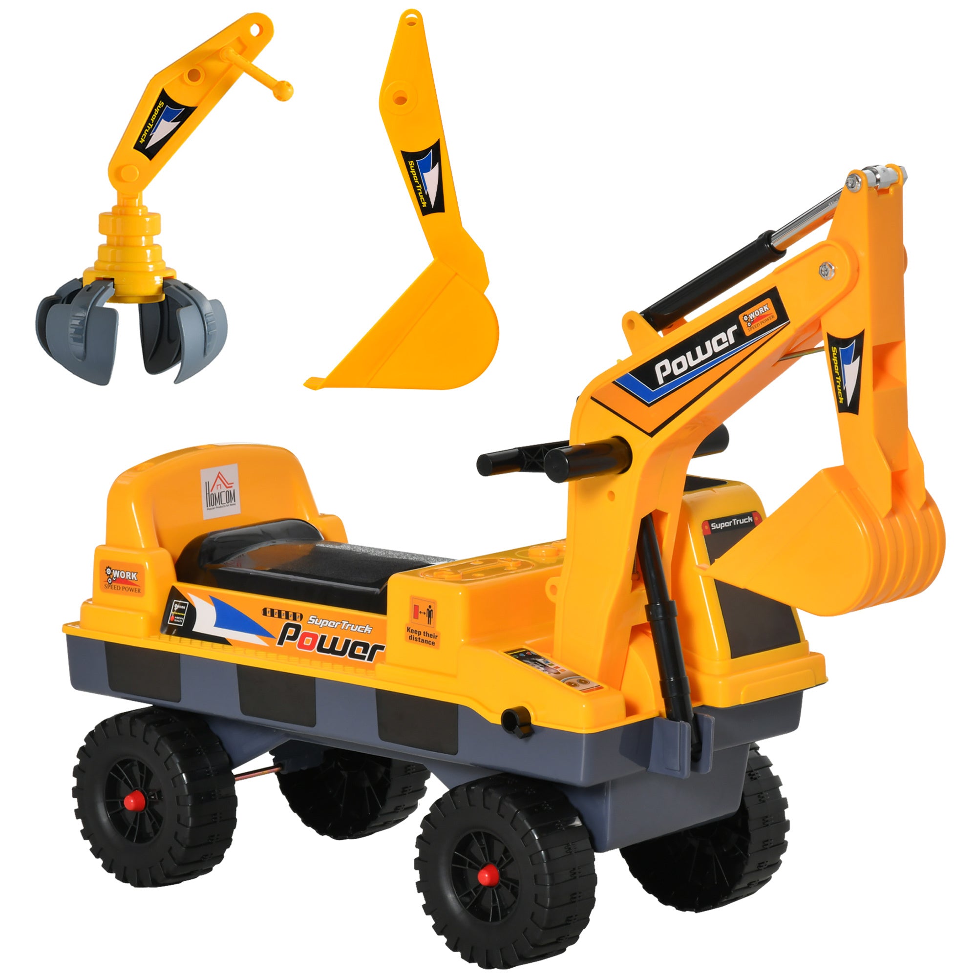 No Power 2 in 1 Ride On Excavator with Helmet and
