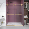 62'' 66'' W x 76'' H Double Sliding Frameless Shower brushed gold-stainless steel