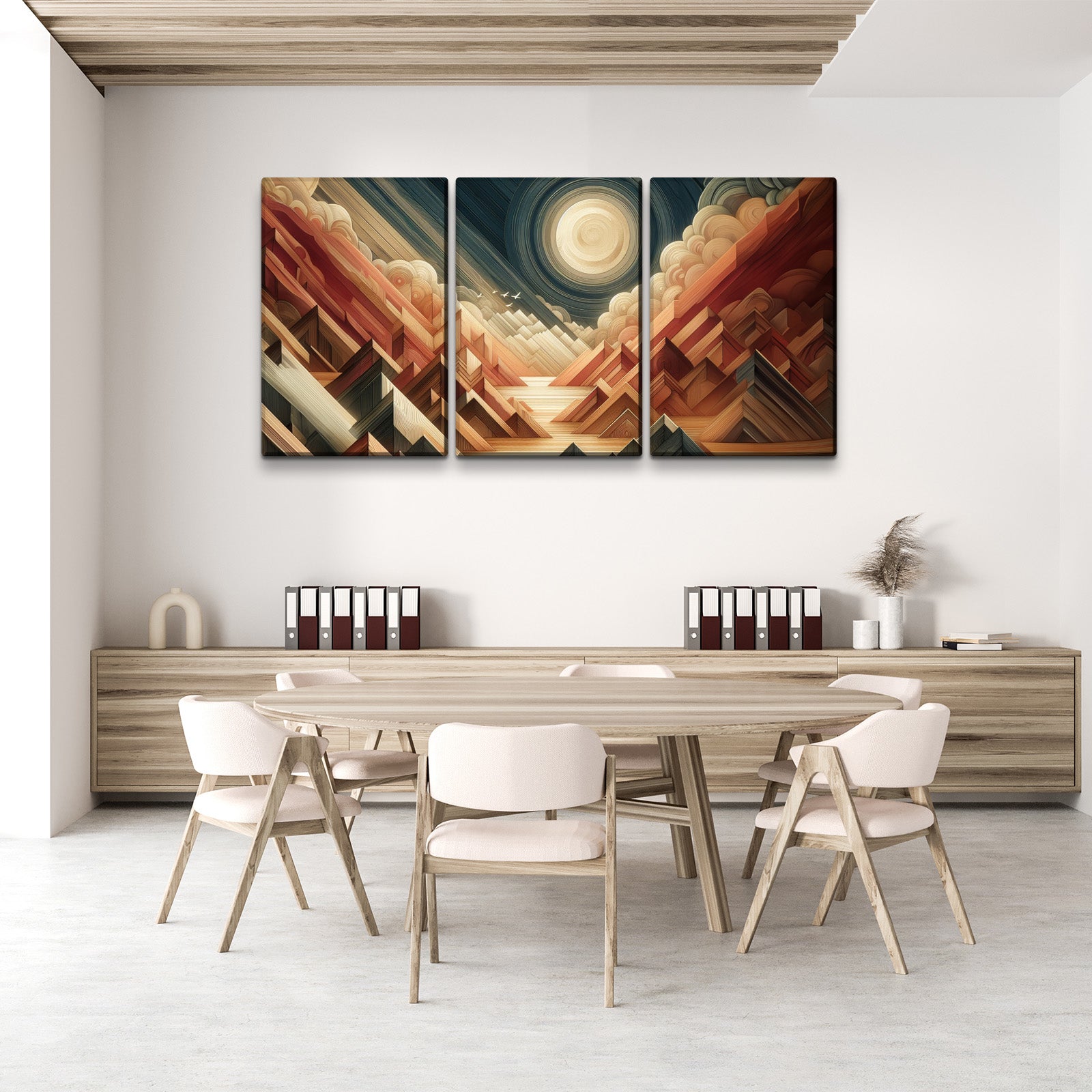 3 Panels Framed Abstract Wood Grain Boho Style Mountain & Forest Canvas Wall Art Decor,3 Pieces Mordern Canvas Decoration Painting For Office,Dining Room,Living Room, Bedroom Decor Ready To Hang