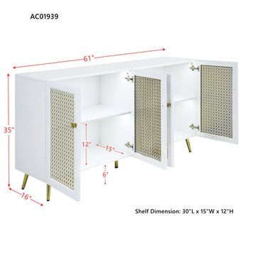 Gaerwn Console Cabinet W Led, White High Gloss Finish Ac01939 White Mdf