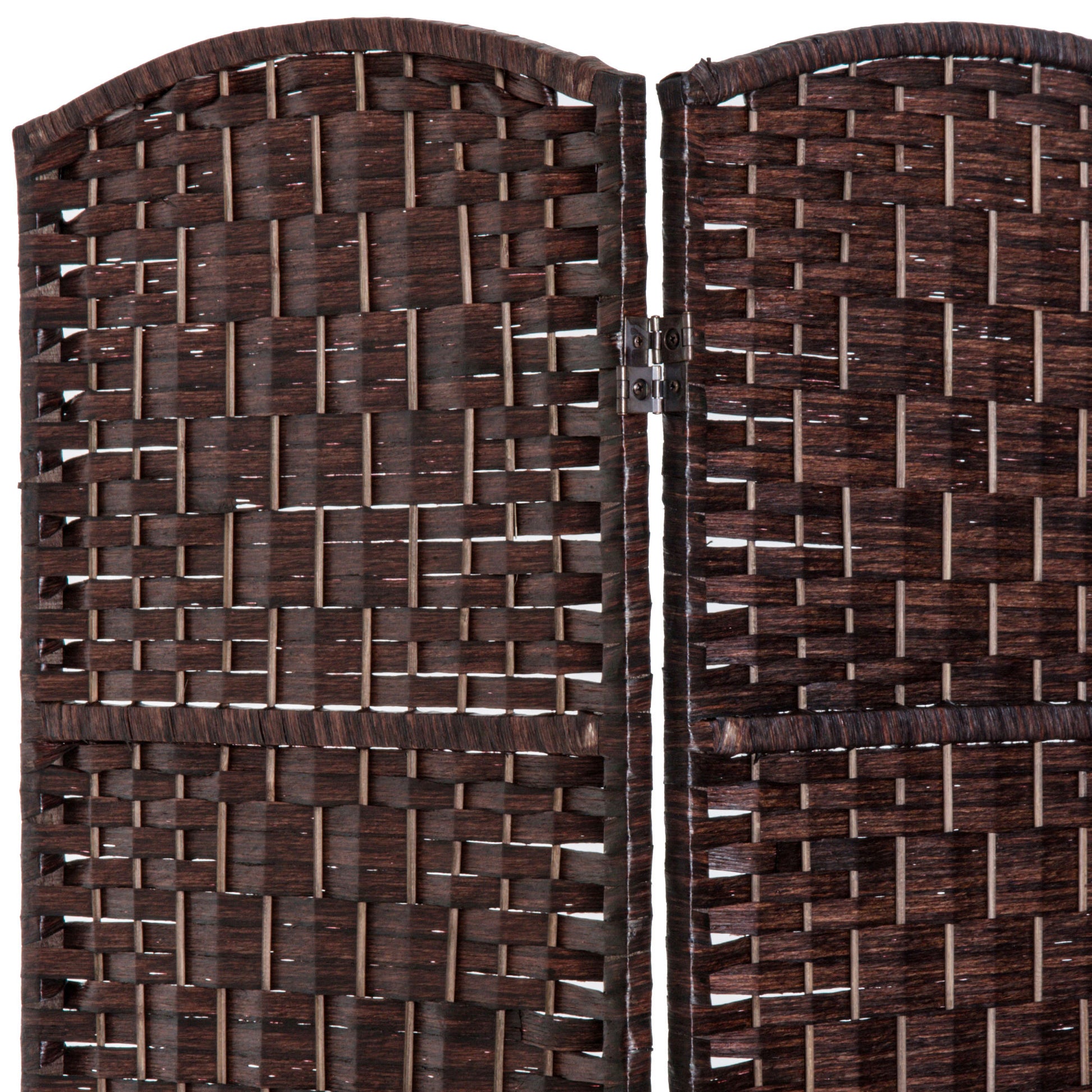 6' Tall Wicker Weave 3 Panel Room Divider Privacy Screen Brown Brown Wood