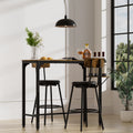 Wood Top Metal Base Side Table Industrial Bar Table With Two Chair Adjustable Table Base Bistro Whiskey Pub Table,47.44