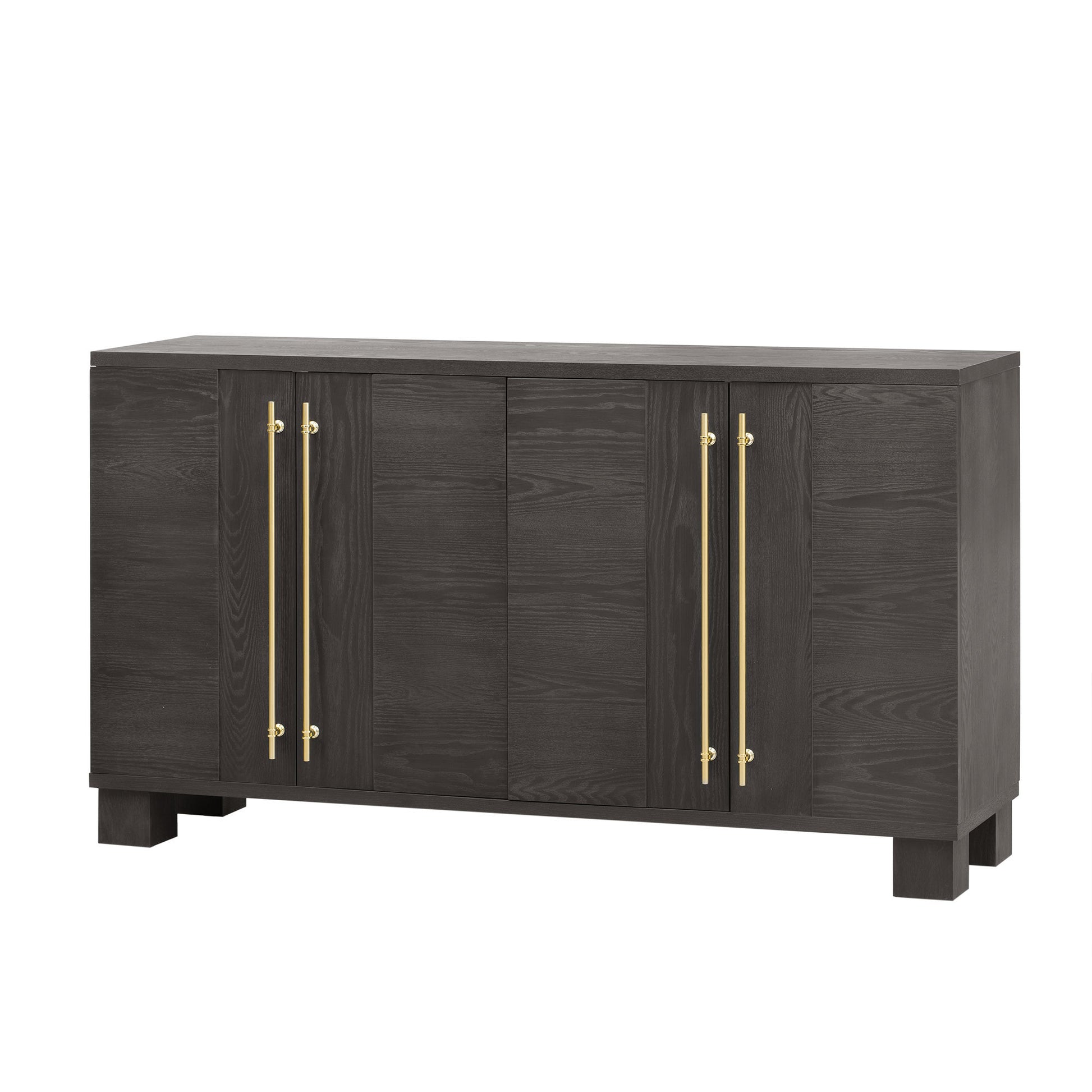 Wood Traditional Style Sideboard With Adjustable Shelves And Gold Handles For Kitchen, Dining Room And Living Room Taupe Taupe Mdf