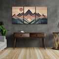 3 Panels Framed Abstract Wood Grain Boho Style Mountain & Forest Canvas Wall Art Decor,3 Pieces Mordern Canvas Decoration Painting For Office,Dining Room,Living Room, Bedroom Decor Ready To Hang Rectangle Framed Multicolor Oversized 41In Canvas Nature