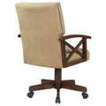 Tan And Upholstered Game Chair With Casters Solid Brown Brown Dining Room Traditional Arm Chair Rubberwood Solid Back Casters Wood