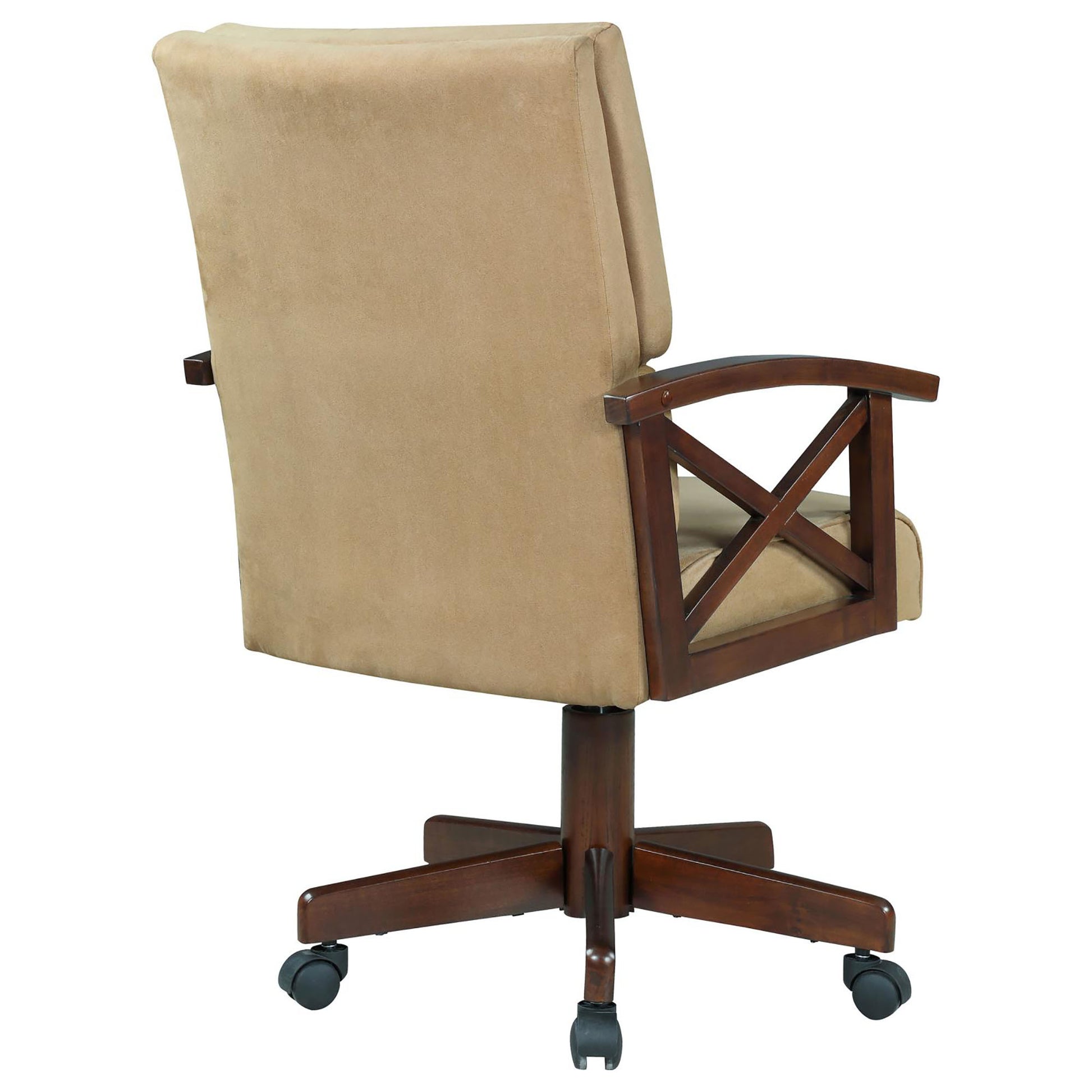 Tan And Upholstered Game Chair With Casters Solid Brown Brown Dining Room Traditional Arm Chair Rubberwood Solid Back Casters Wood