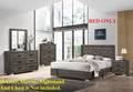 Contemporary Grey Finish Unique King Size Bed 1Pc Bedroom Furniture Unique Lines Headboard Wooden Box Spring Not Required King Gray Wood Bedroom Classic,Contemporary,Modern Bed Frame Solid Wood Mdf