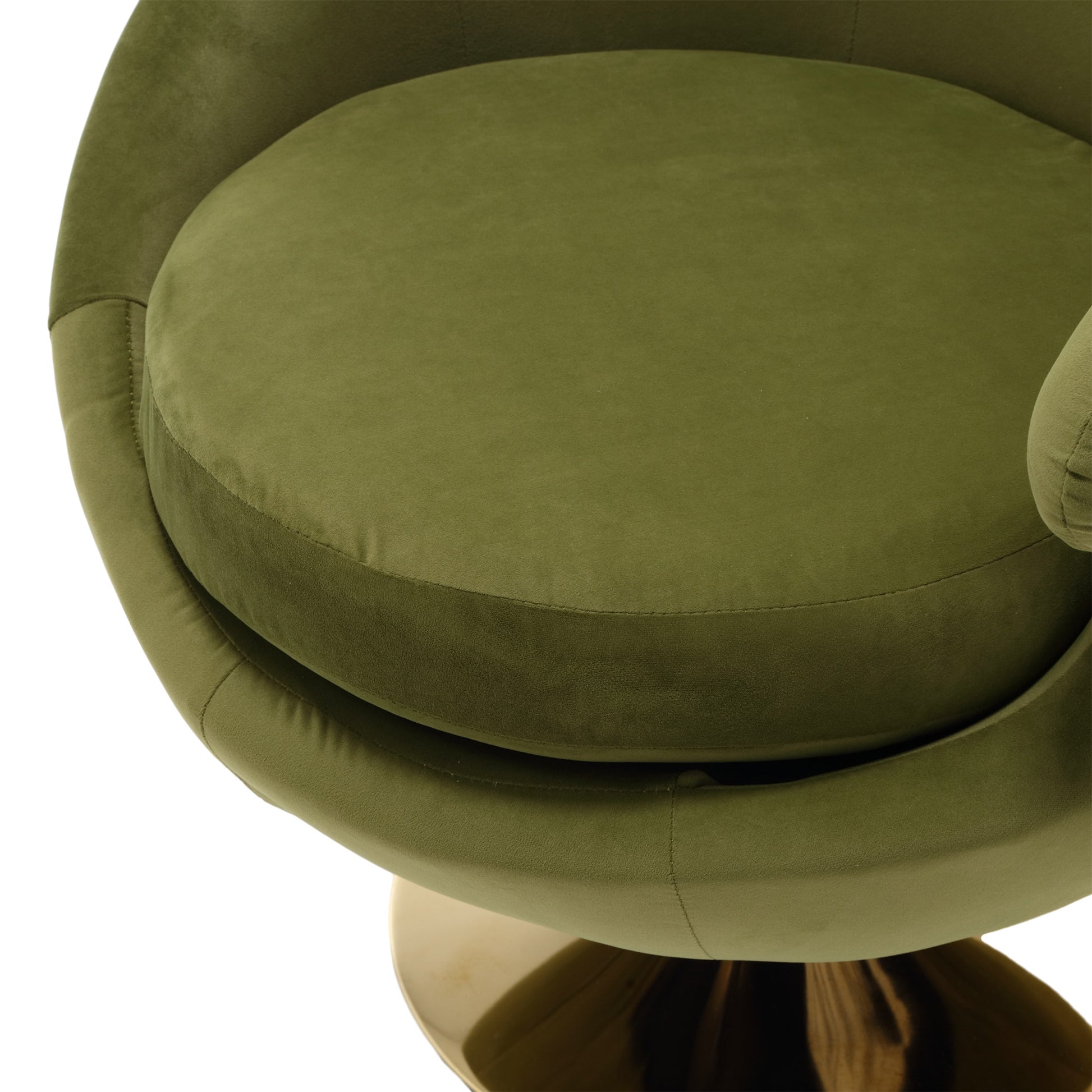 360 Degree Swivel Cuddle Barrel Accent Chairs, Round Armchairs With Wide Upholstered, Fluffy Fabric Chair For Living Room, Bedroom, Office, Waiting Rooms Olive Green Velvet