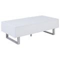 High Glossy White Storage Coffee Table White White Primary Living Space Contemporary,Modern Rectangular Drawers Coffee & End Tables Glossy Wood