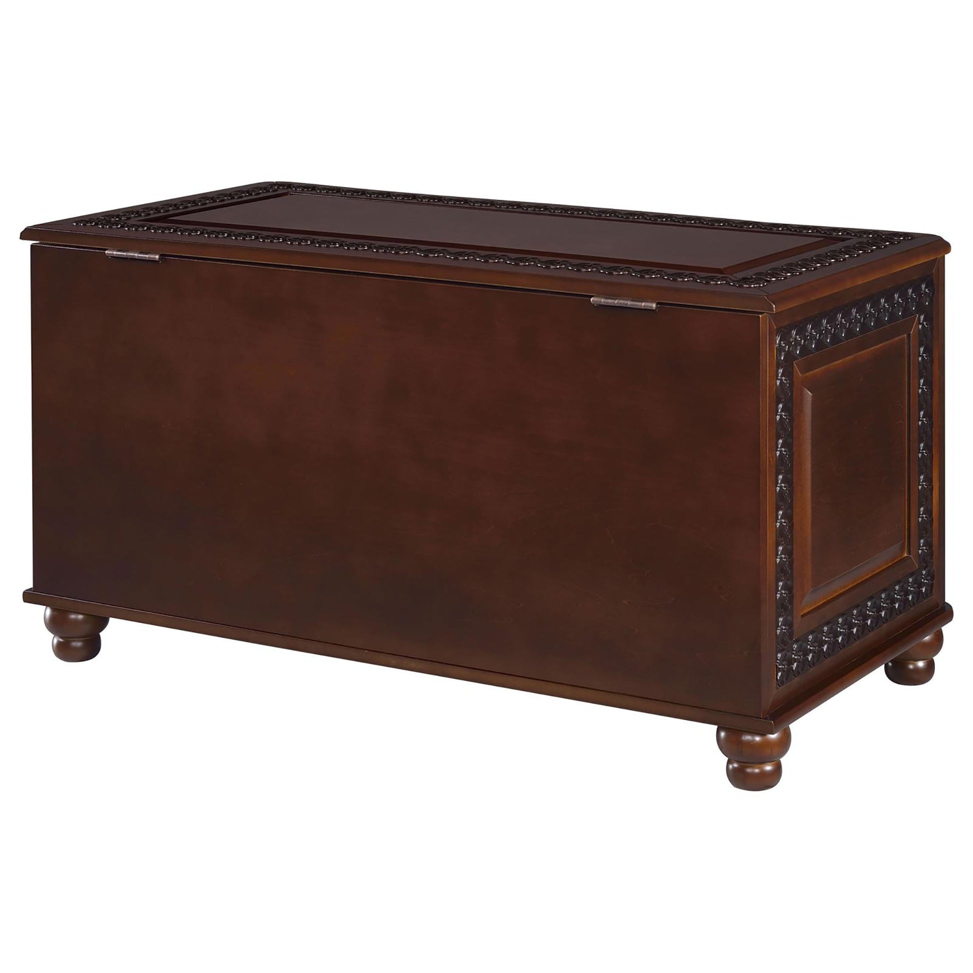 Deep Flip Open Storage Cedar Chest Brown Primary Living Space Traditional Rubberwood Wood