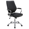 Black And Chrome Height Adjustable Swivel Office Chair Black Office Spot Clean Contemporary,Modern Office Chairs Foam Casters Upholstered