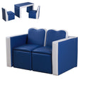 Kids Sofa Set 2 In 1 Multi Functional Toddler Table Chair Set 2 Seat Couch Storage Box Soft Sturdy Blue Blue Wood