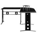 Black And Silver 3 Piece Office Desk Set Black Office Contemporary,Modern Tabeltop Rectangular Desk Metal