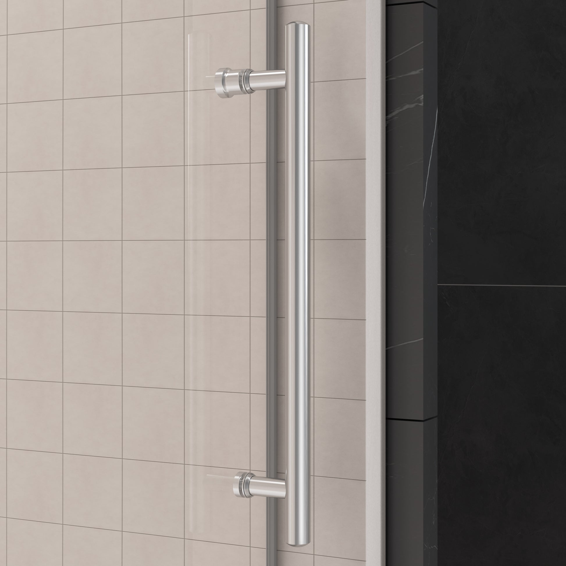 62'' 66'' W x 76'' H Single Sliding Frameless Shower brushed nickel-stainless steel