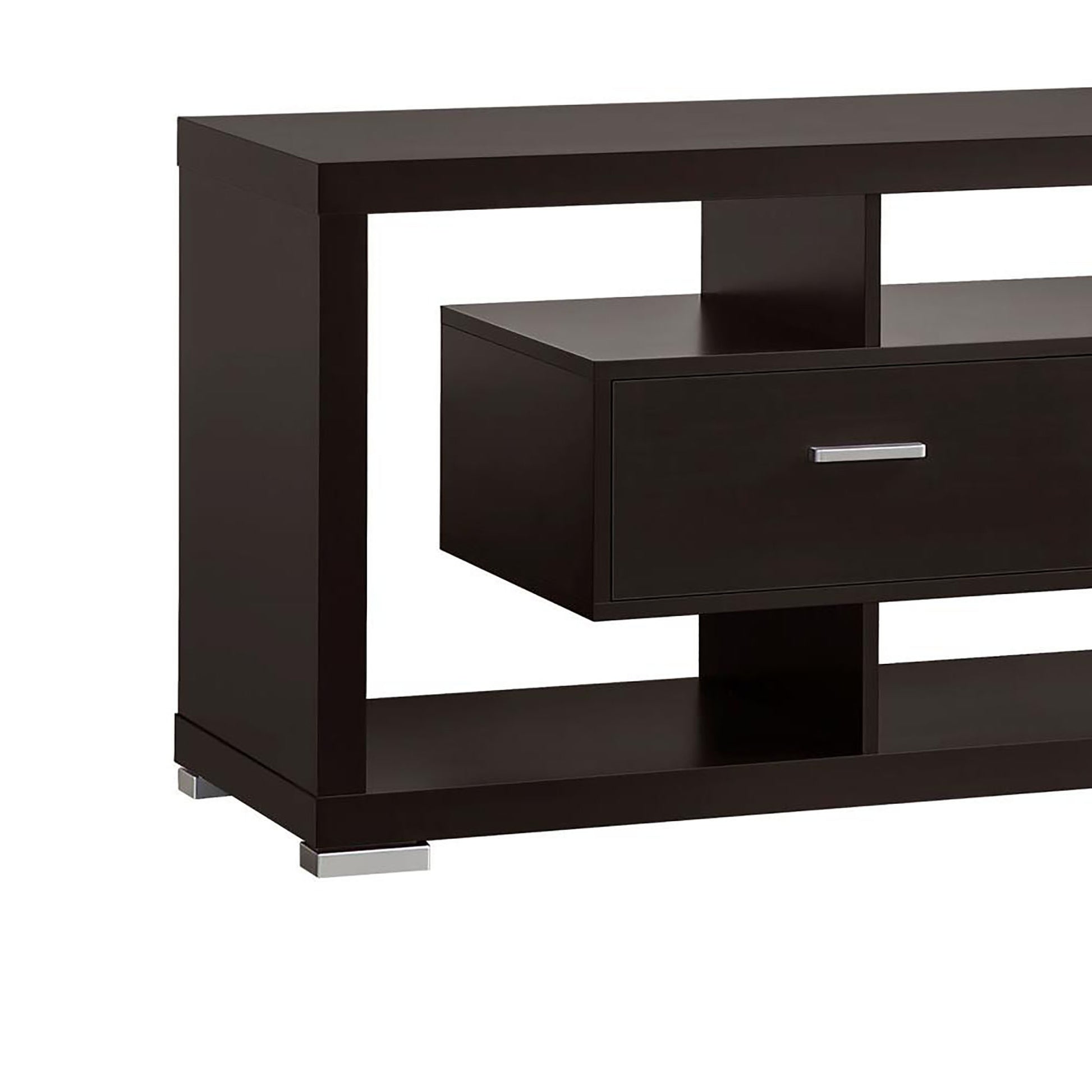 Cappuccino 59 Inch Tv Console With Center Drawer Brown Primary Living Space 50 59 Inches 60 69 Inches Contemporary,Modern 60 Inches Wood