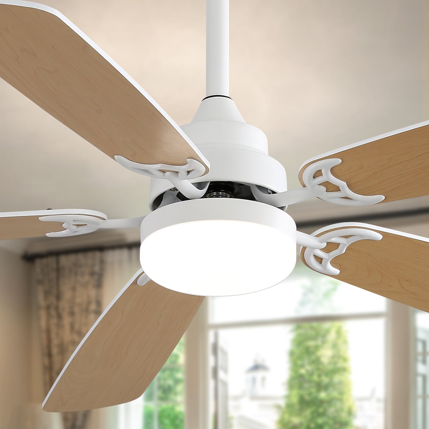 indoor Modern 52 Inch Ceiling Fan With Dimmable 6 white-mdf
