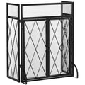 3 Panel Folding Fireplace Screen For Wood Burning With Double Doors, Home Heavy Duty Steel Fire Spark Guard, 47.25