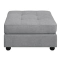Claude Dove Tufted Ottoman Wood Primary Living Space Grey Solid Rubberwood Tray Top Grey Chenille Backless Casual Square Armless Foam Upholstered
