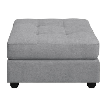 Claude Dove Tufted Ottoman Wood Primary Living Space Grey Solid Rubberwood Tray Top Grey Chenille Backless Casual Square Armless Foam Upholstered
