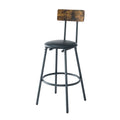 Wood Top Metal Base Side Table Industrial Bar Table With Two Chair Adjustable Table Base Bistro Whiskey Pub Table,47.44