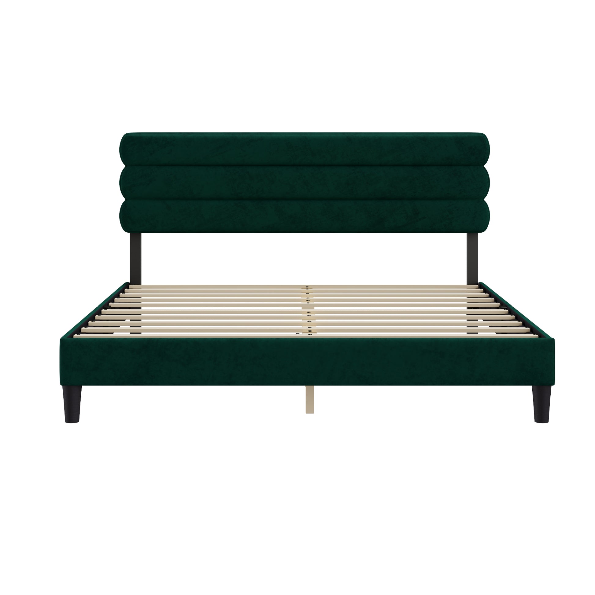 King Bed Frame With Headboard,Sturdy Platform Bed With Wooden Slats Support,No Box Spring,Mattress Foundation,Easy Assembly Green Green Wood