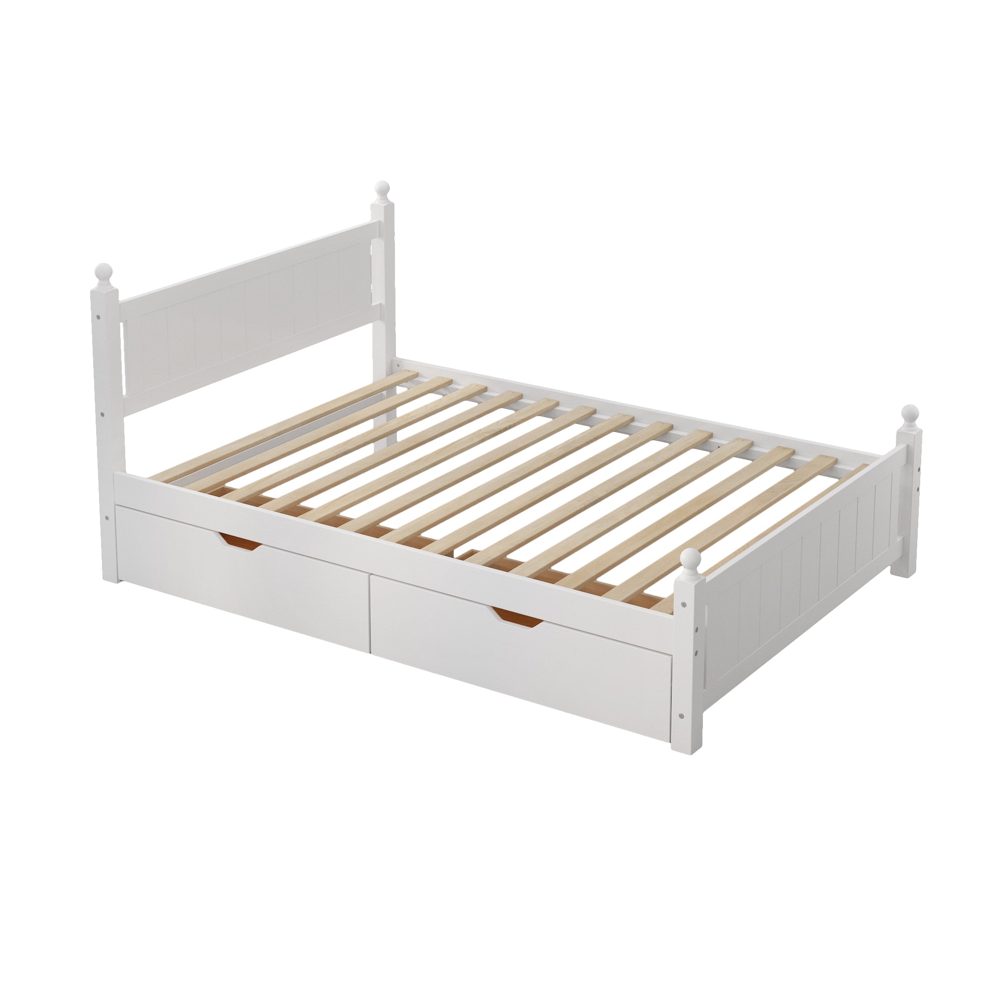 Full Size Solid Wood Platform Bed Frame with 2 drawers box spring not