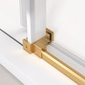 62'' 66'' W x 76'' H Single Sliding Frameless Shower brushed gold-stainless steel