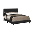 Black Upholstered Queen Platform Bed Box Spring Not Required Queen Black Wood Bedroom Transitional Rubberwood Faux Leather Upholstered