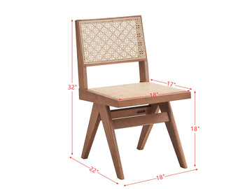 Velentina Side Chair Set 2 , Rattan & Natural Finish Dn02372 Rattan Wood