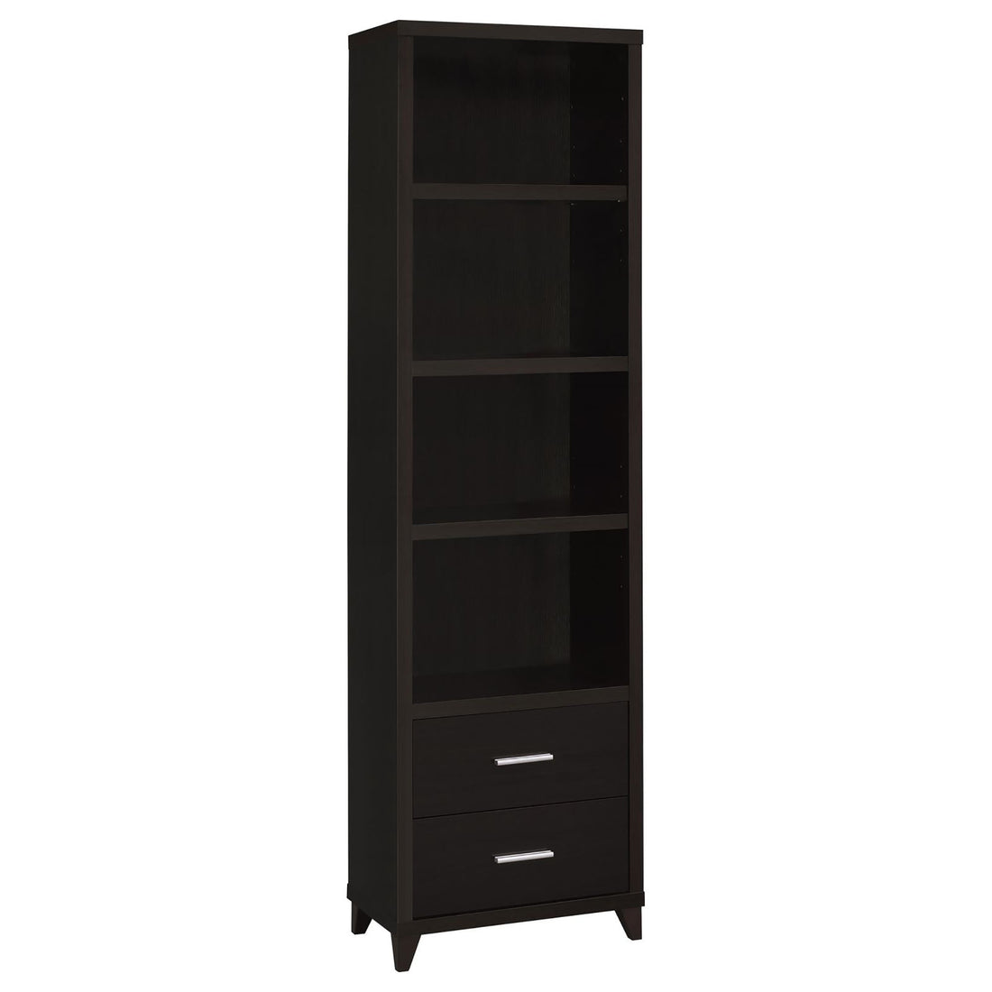 Cappuccino Media Tower With Shelf And Drawer 4 Brown Standard Horizontal Primary Living Space Closed Back Wood Contemporary,Modern Rubberwood Wood