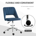 Modern Mid Back Office Chair With Velvet Fabric, Swivel Computer Armless Desk Chair With Hollow Back Design For Home Office, Blue Blue Polyester