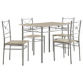 Taupe And Silver 5 Piece Rectangle Dining Set Wood Silver Seats 4 Metal Dining Room Fixed Table Rustic,Transitional 4 Leg Rectangular Dining Table With Chair Metal