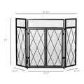 3 Panel Folding Fireplace Screen For Wood Burning With Double Doors, Home Heavy Duty Steel Fire Spark Guard, 47.25