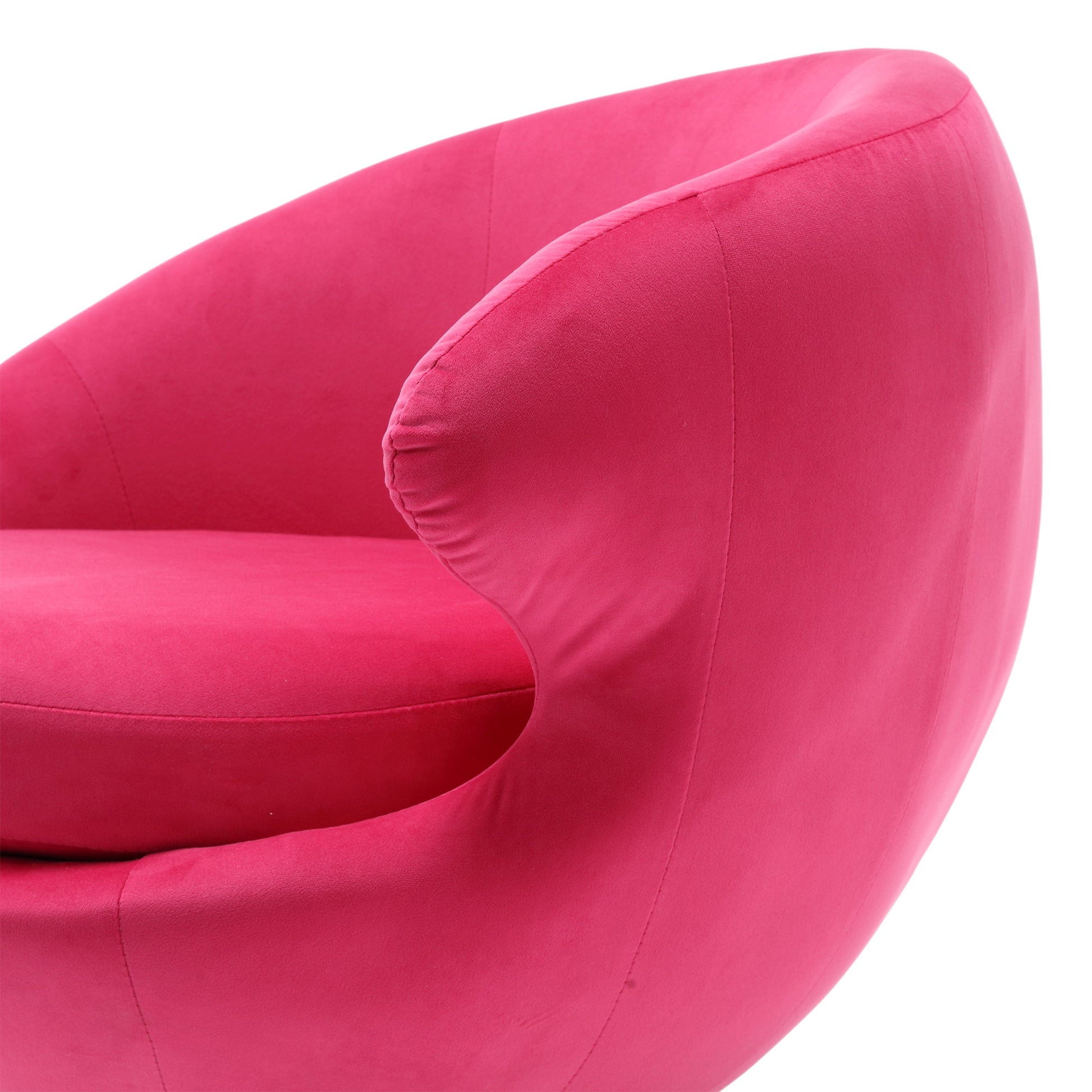 360 Degree Swivel Cuddle Barrel Accent Chairs, Round Armchairs With Wide Upholstered, Fluffy Fabric Chair For Living Room, Bedroom, Office, Waiting Rooms Rose Red Velvet