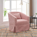 360 Degree Swivel Accent Armchair Linen Blend Pink Pink Upholstered