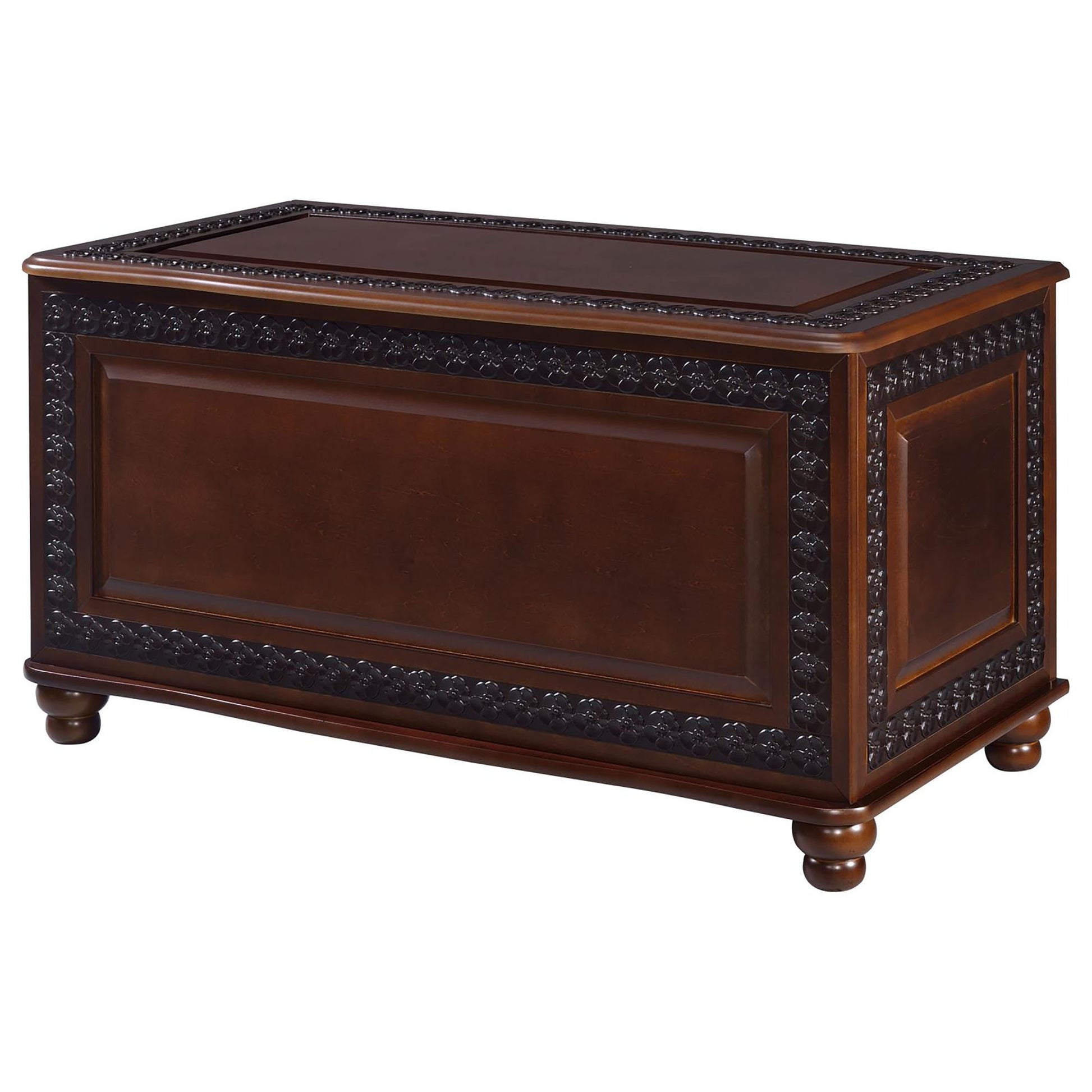 Deep Flip Open Storage Cedar Chest Brown Primary Living Space Traditional Rubberwood Wood