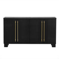 Wood Traditional Style Sideboard With Adjustable Shelves And Gold Handles For Kitchen, Dining Room And Living Room Black Black Mdf